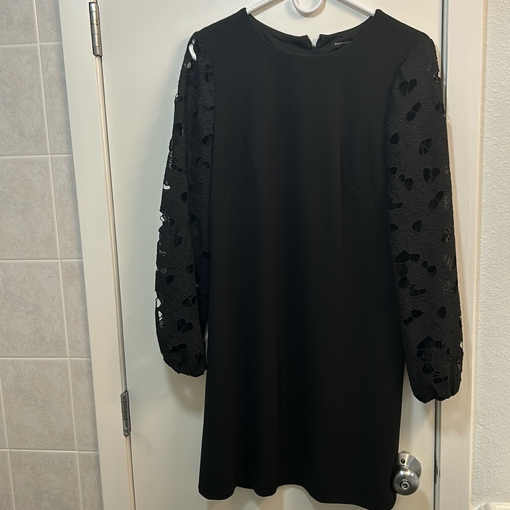 White House black market black minidress with cut out voluminous sleeves